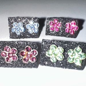 Lot of 4 pairs of flower earrings